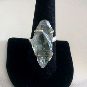 Man's huge 50ct rough uncut natural green amethyst ring Size 9.5 💚🤗